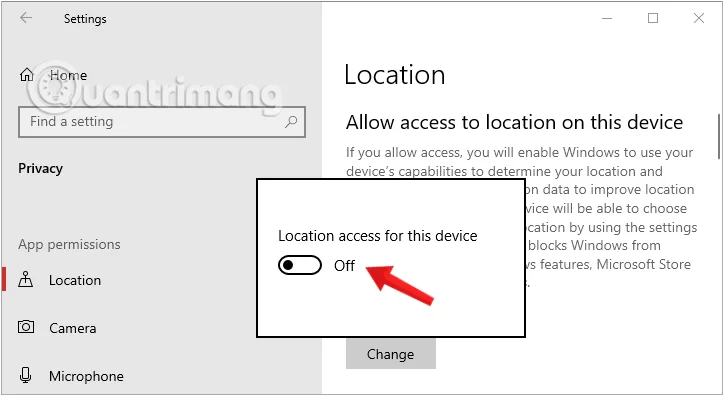 Matikan penjejakan lokasi pada Windows 10