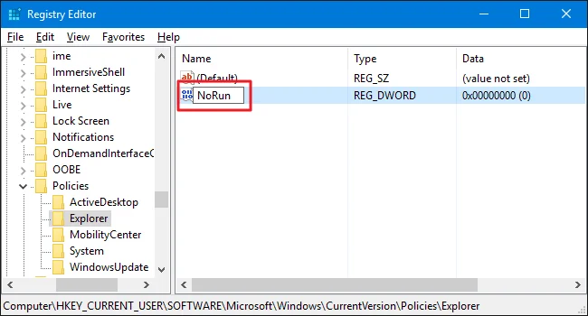 Arahan untuk melumpuhkan arahan Run dan Command Prompt pada Windows