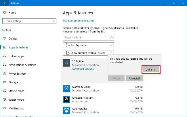 Windows 10 で 3D Builder アプリケーションを完全に削除する手順