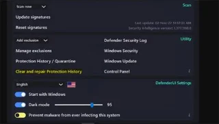 Windows Koruma Geçmişini onarmak için DefenderUI nasıl kullanılır?