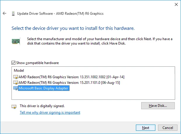 Correction d'une erreur de non-possibilité de régler la luminosité de l'écran sous Windows 10
