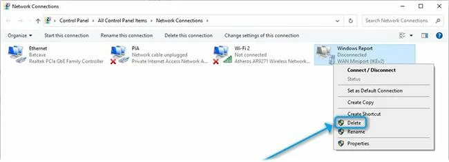 VPN bağlantısının silinememesi hatasını düzeltin