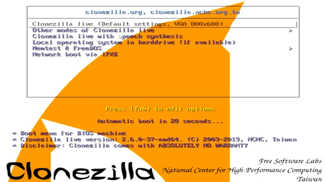 Arahan untuk menggunakan Clonezilla untuk mengklon cakera keras Windows