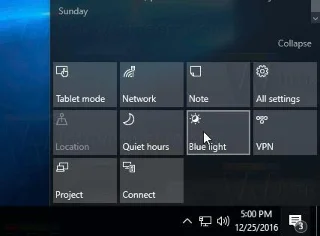Windows 10'da Mavi Işık modunu etkinleştirin