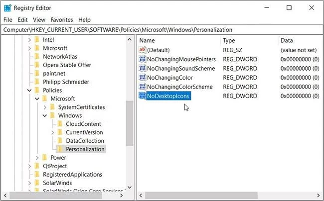 NoDesktopIconsの値設定