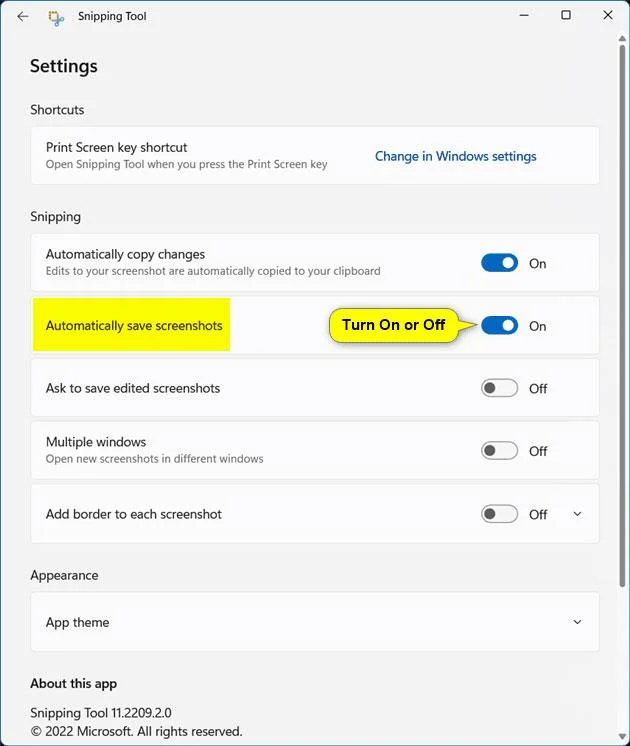 So aktivieren/deaktivieren Sie die Funktion zum automatischen Speichern von Screenshots im Snipping Tool unter Windows 11