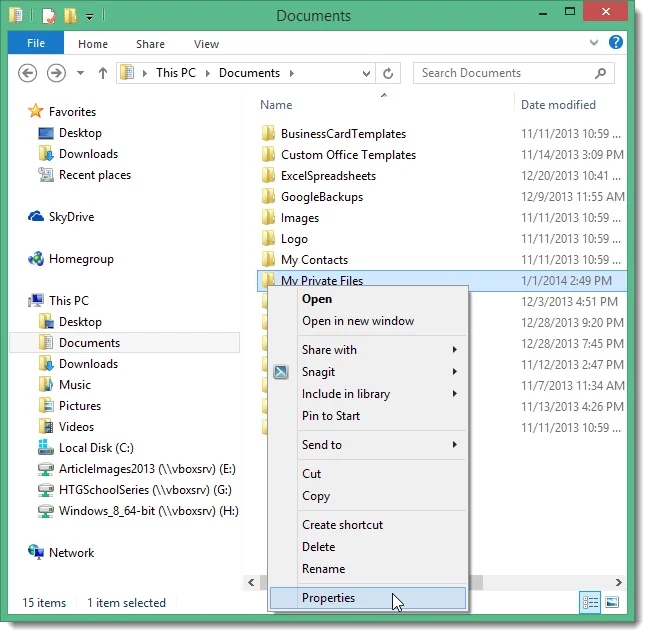 Arahan untuk menggunakan EFS untuk menyulitkan fail dan folder pada Windows 8.1 Pro