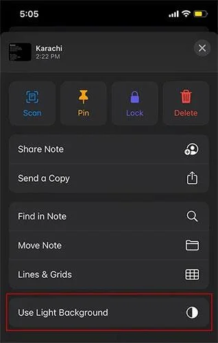 Bagaimana untuk menukar warna latar belakang nota pada iOS