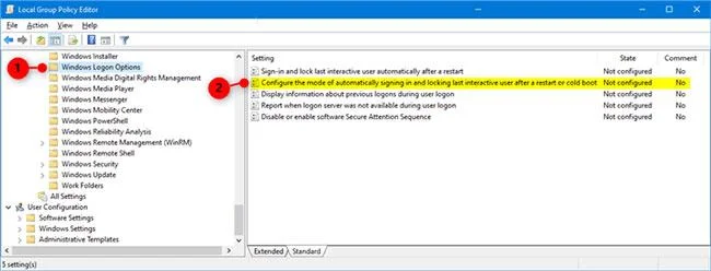Windows 10'da yeniden başlatmanın ardından otomatik oturum açma ve kilitleme nasıl yapılandırılır