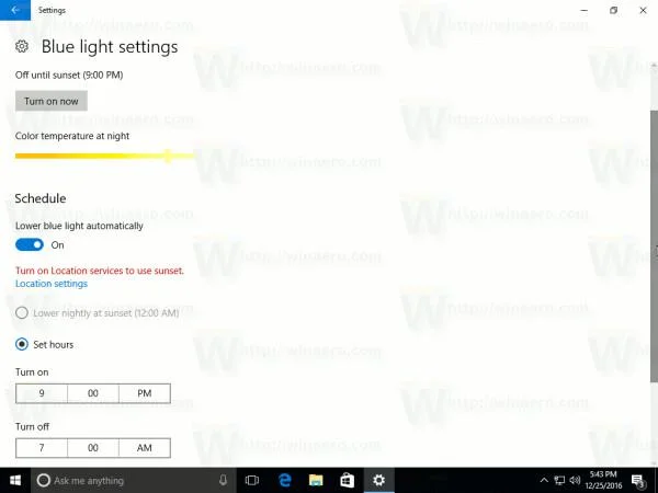 Windows 10'da Mavi Işık modunu etkinleştirin