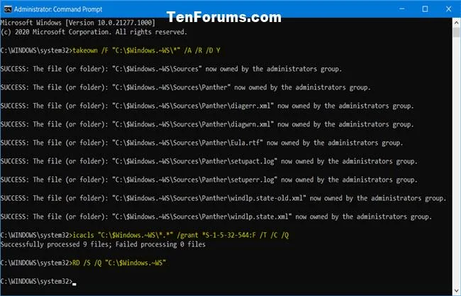 Windows 10'da $Windows.~WS klasörü nasıl silinir
