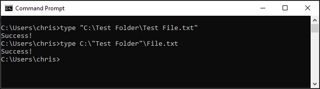 Windows komut satırında dosya yollarındaki boşluklardan nasıl kaçılır