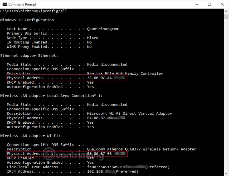 2 cara untuk melihat dan membaca alamat MAC pada komputer Windows 10 dan macOS