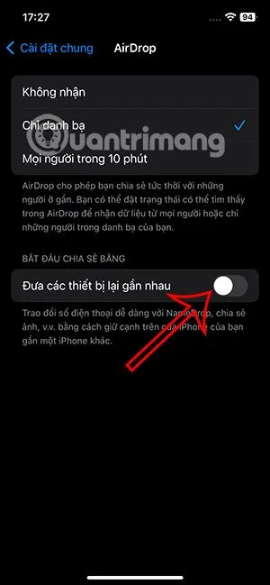 Arahan untuk menyahaktifkan NameDrop pada iPhone