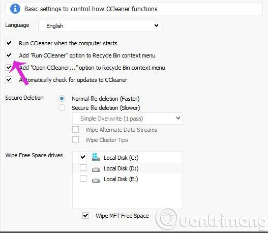 CCleaner コンテキストメニューの設定
