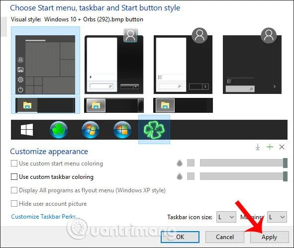 Bagaimana untuk menukar butang Mula pada Windows 10