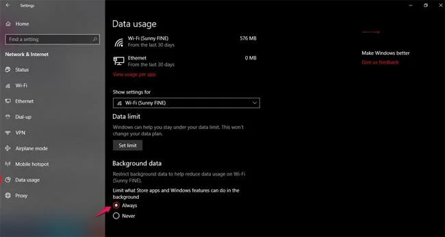 Bagaimana untuk memantau dan menyimpan kapasiti Internet pada Kemas Kini Windows 10 April 2018