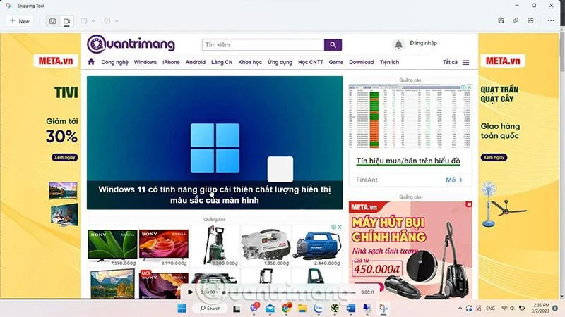 Windows 11'de Ekran Alıntısı Aracı'nı kullanarak ekran kaydetme talimatları