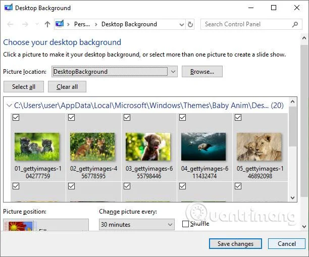 Bagaimana untuk mendapatkan imej dalam tema pada Windows 10