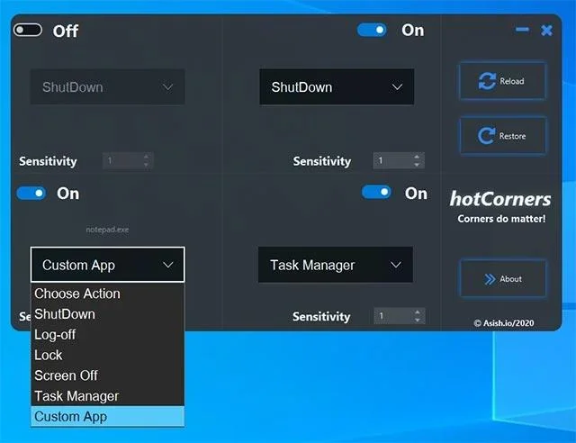 Windows 10 için Sıcak Köşeler nasıl yüklenir