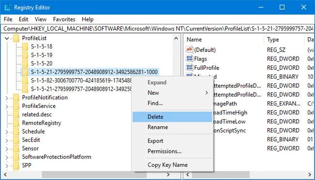 Windows 10でユーザープロファイルを復元する方法