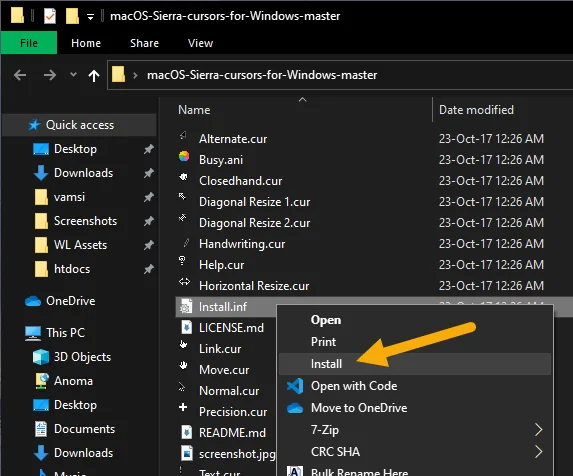 Bagaimana untuk memuat turun dan memasang kursor Mac dalam Windows 10
