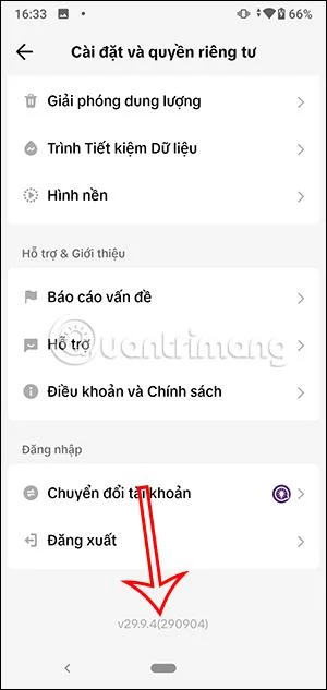 Semakan versi apl Android