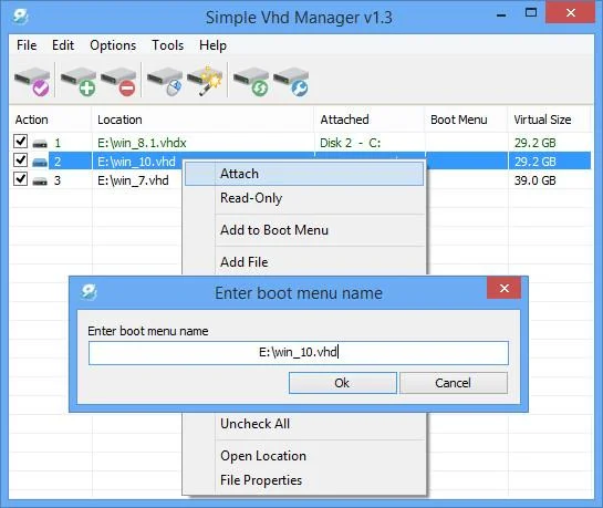 Simple VHD Manager'ın nasıl kullanılacağına ilişkin talimatların tamamı