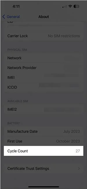 Bagaimana untuk menyemak kiraan caj iPhone