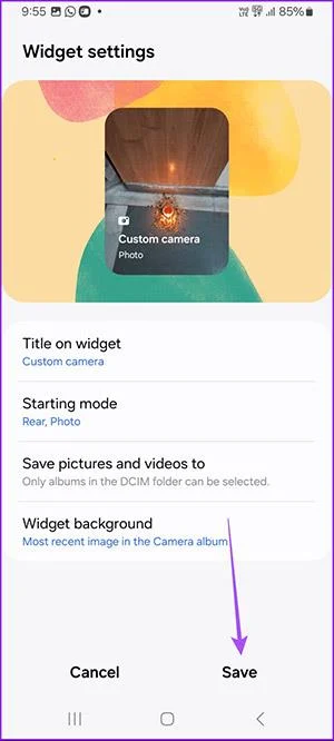Cómo agregar un widget de cámara en Samsung Galaxy
