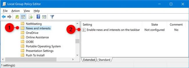 Cara menghidupkan/mematikan Berita dan Minat pada Windows 10