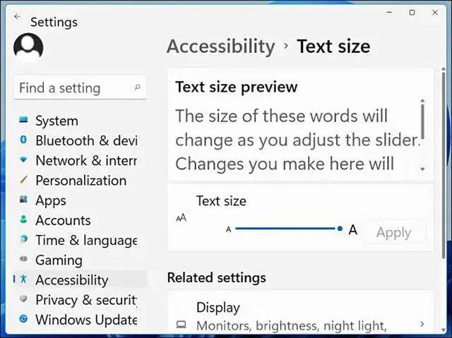 Hoe de lettergrootte te wijzigen in Windows 11