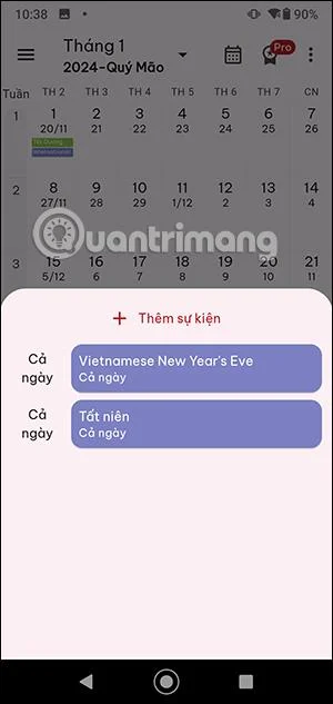 Arahan untuk melihat kalendar lunar pada skrin Android