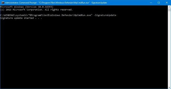 Gunakan Windows Defender dengan Command Prompt pada Windows 10