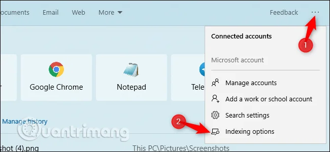 Bagaimana untuk mencari semua fail dari menu Mula Windows 10