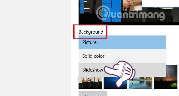 Arahan untuk menetapkan pemasa untuk menukar kertas dinding Windows 10