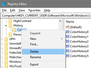Comment supprimer l'historique des couleurs récent sur Windows 10