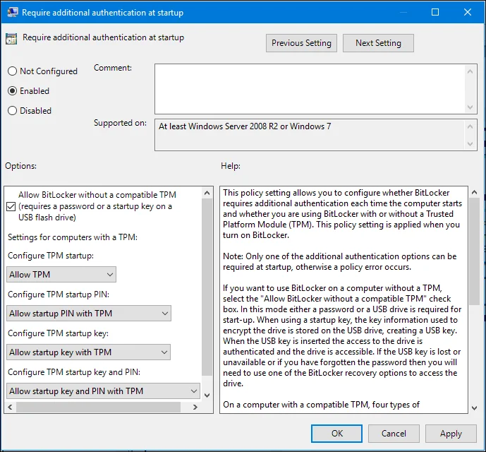 Betulkan ralat persediaan BitLocker pada Windows 10