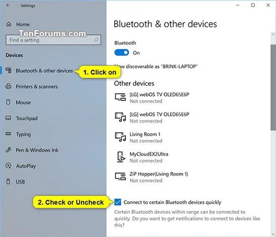 Bagaimana untuk mendayakan atau melumpuhkan gandingan yang betul dengan peranti Bluetooth dalam Windows 10