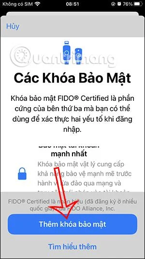 Arahan untuk menyediakan kunci keselamatan Apple ID