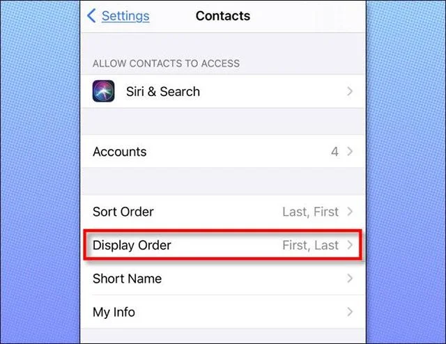 Bagaimana untuk menukar susunan nama kenalan dalam kenalan iPhone atau iPad