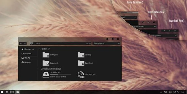 Tema Hover Dark Aero