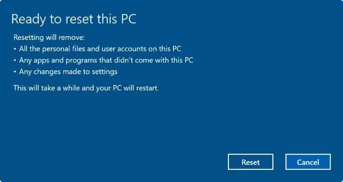Tetapkan semula Windows 10 kepada keadaan asalnya