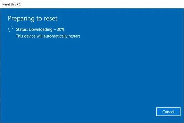Cara menggunakan pilihan tetapan semula kilang Windows 10 dari awan