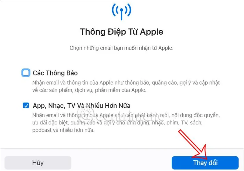 Arahan untuk berhenti menerima pemberitahuan e-mel daripada Apple