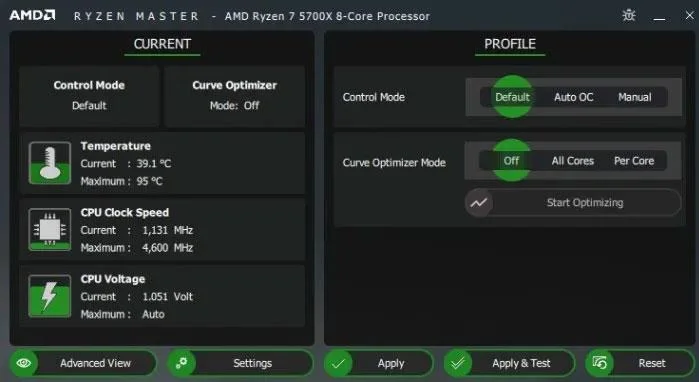 Arahan undervolt mengurangkan suhu CPU