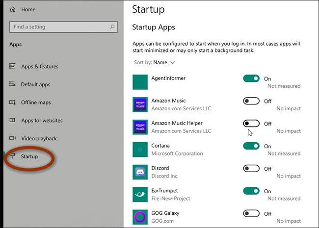 Windows 10 のシステムで起動するプログラムをオフにする
