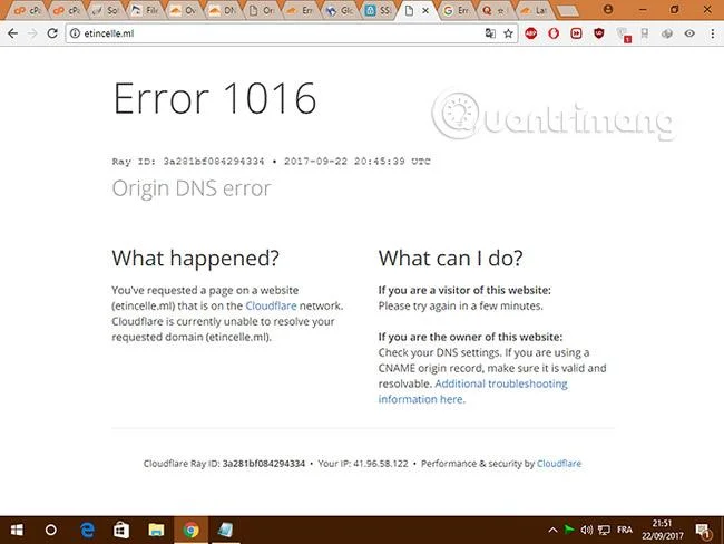 Fix Fout 1016 - Oorsprong DNS-fout