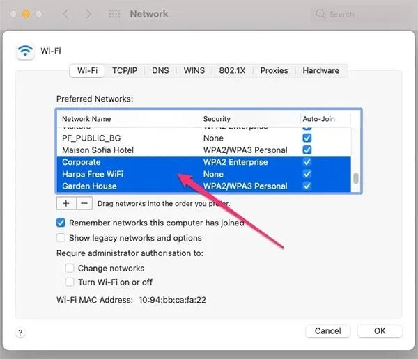 Bagaimana untuk melupakan/memadam rangkaian WiFi pada Mac