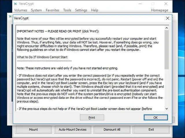Bagaimana untuk menyulitkan pemacu sistem Windows dengan VeraCrypt